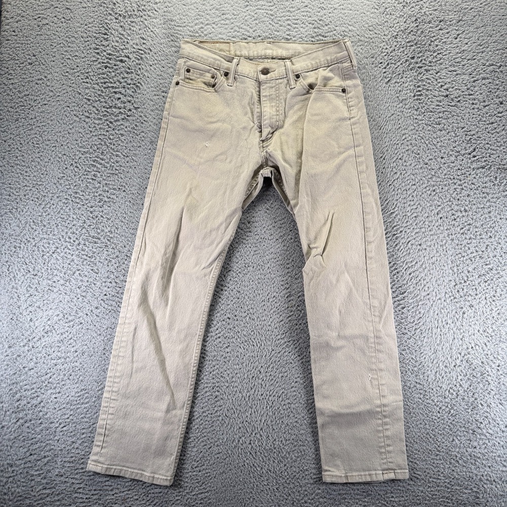 Levi's 513 Jeans Mens 30x30 Beige Cotton Denim Straight Workwear Travel Stretch